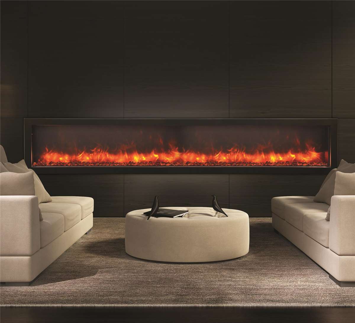 Amantii Panorama DEEP contemporary linear wall-mount electric fireplace in 88" width.