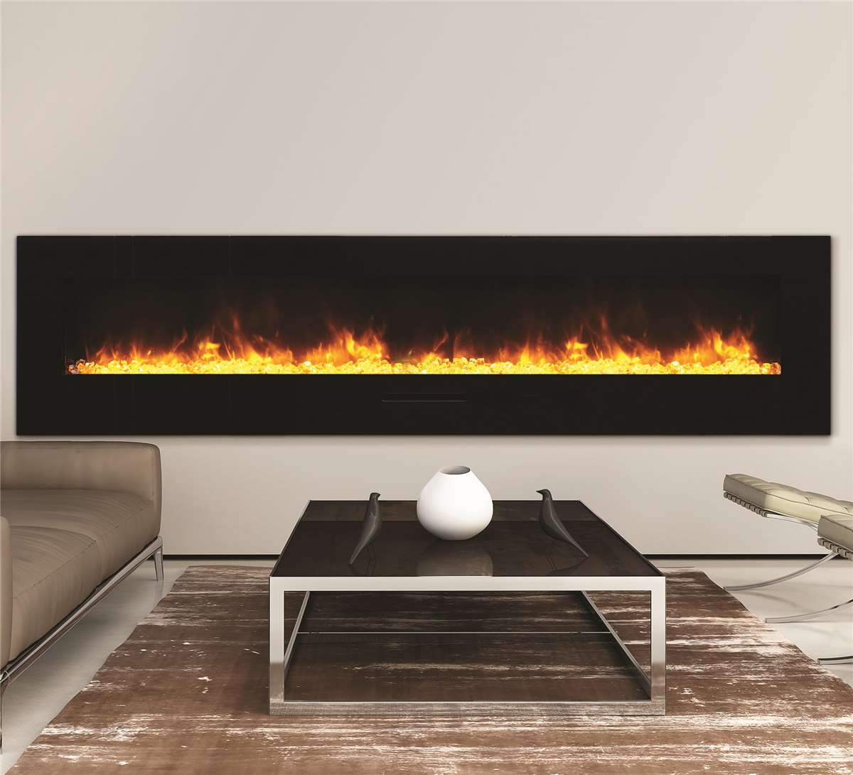 Amantii Wall-Mount / Flush Mount (WM-FM Series) electric fireplace in 88" width.