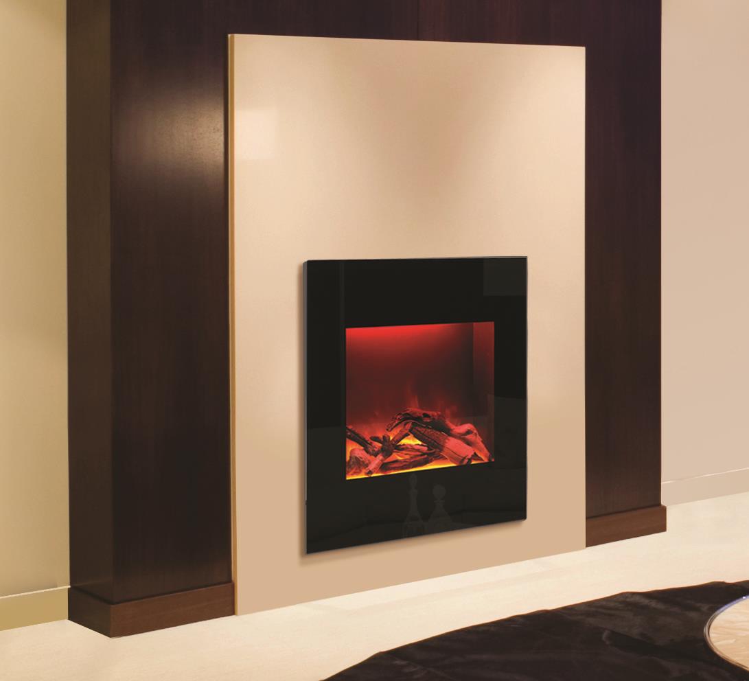 WM-BI-2428-VLR-BG zero clearance electric fireplace in flat surround.