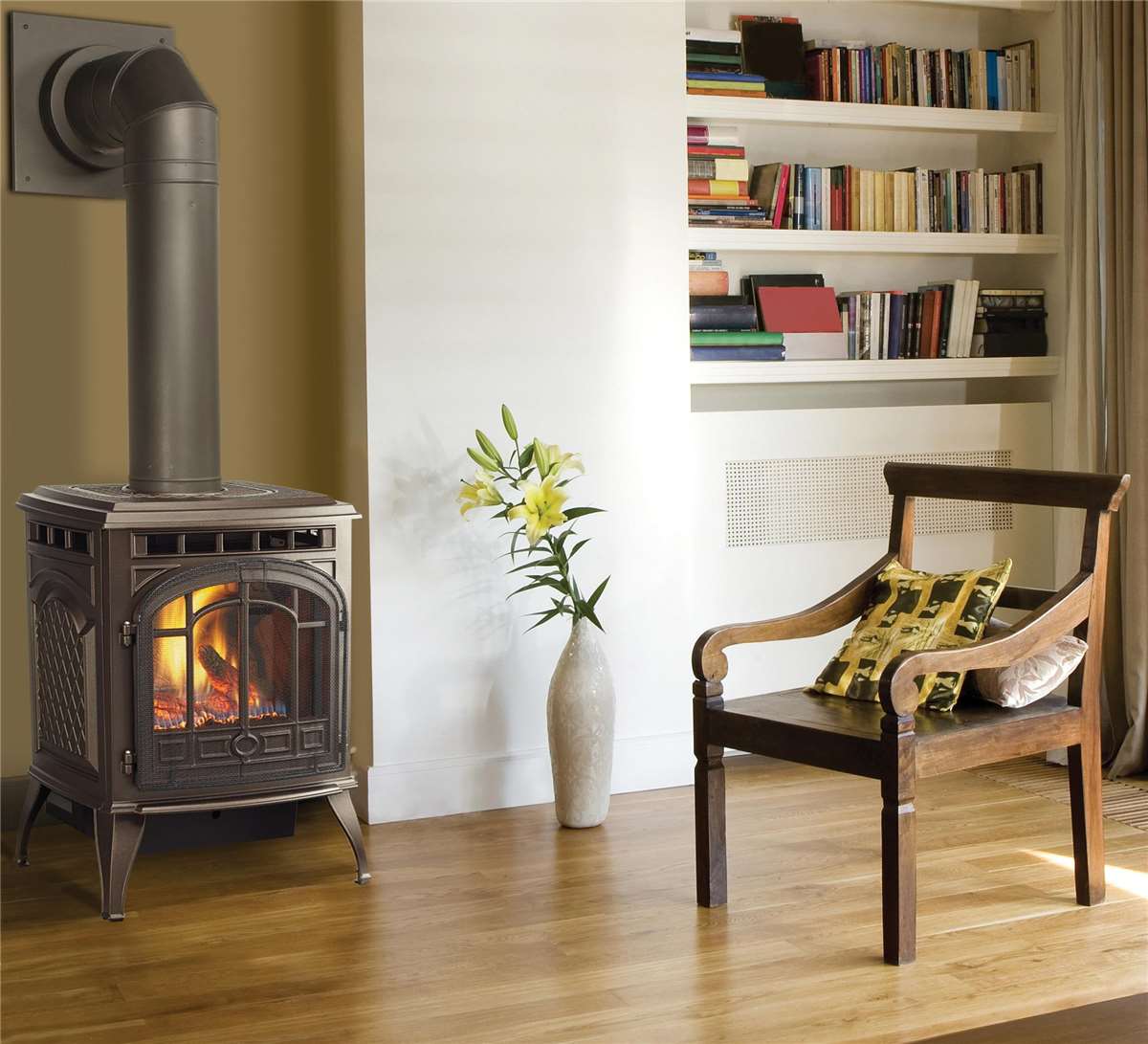 Sapphire gas stove shown in Sienna bronze finish.