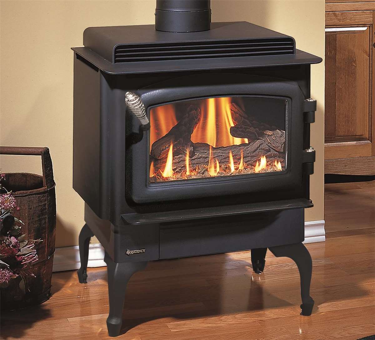 Regency Classic C34 gas stove with black cast iron legs.