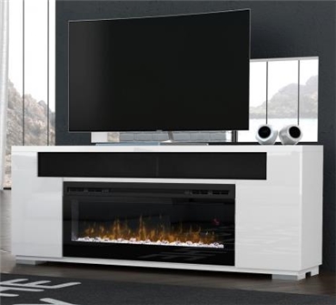 Haley electric fireplace package in white finish.