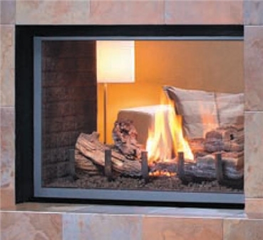 Divine See-Through H38FSD direct vent gas fireplace with log se.