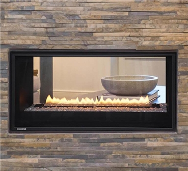 Phenom L38FSD see-through gas fireplace.