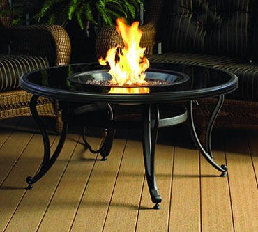 Black Glass Fire Pit Table Full Size Image #1