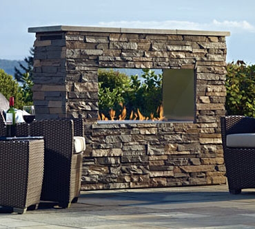 Plateau PTO30 linear outdoor gas fireplace.