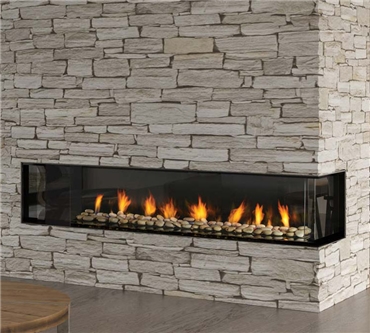 72" model with corner conversion kit, reflective panels, and volcanic stones.