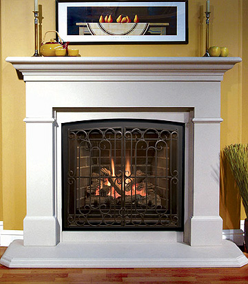 Valor Ventana with Alhambra doors in a FIres of Tradition Torrance mantel.
