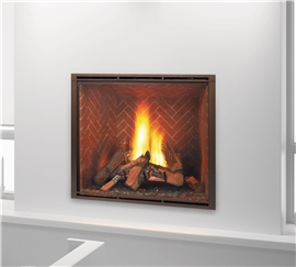 True 36" fireplace with firescreen New Bronze front and Stratford refractory liner.