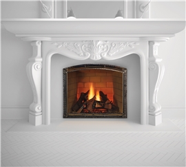 True 42" fireplace with Arched Forge front and Castlewood refractory.