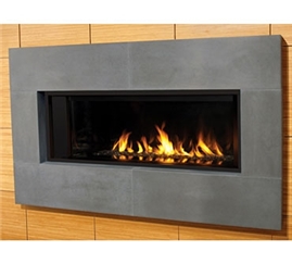 Murano Glass fire rocks, enamel black liner, and optional 1" finishing trim.