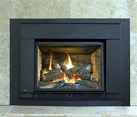 L234 shown with contemporary faceplate, optional hearth riser, optional customizable backing plate and optional brick panels.